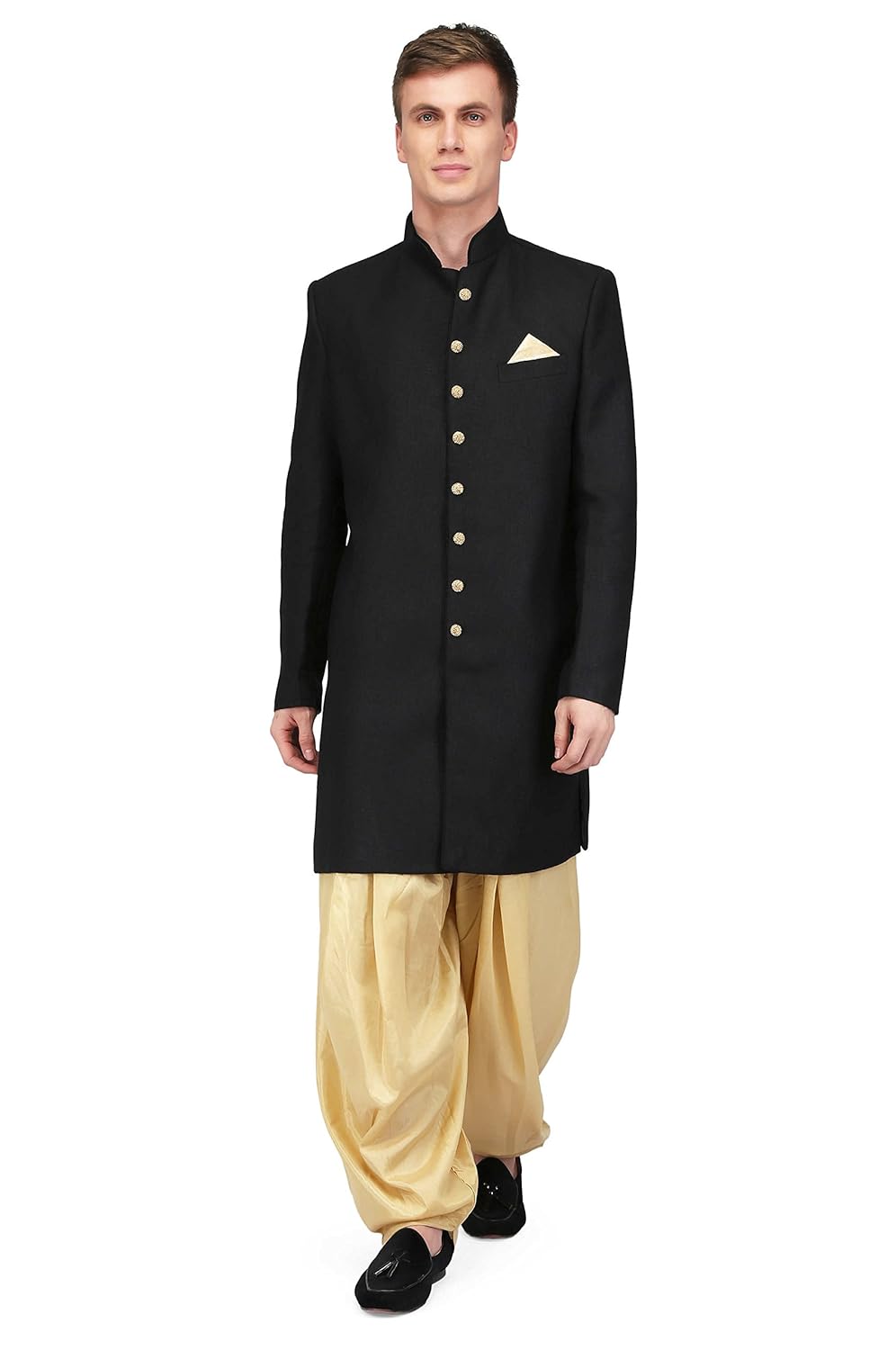 pret a porter sherwani stiched band gala jacket with salwar