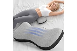 Forcanby Lumbar Support Pillow for Bed, Lower Back Pillow for Sleeping, Memory Foam Waist Pain Relief Pillows, Lumbar Pillow for Sleeping, Bed, Car, Couch (Grey Black)