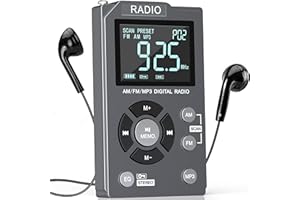 JAZMM Digital AM FM Radio Portable Pocket Radio with Best Reception,600 mAh Rechargeable Walkman Radio with Stereo Earphone,Personal Radio Support TF Card,Large LCD Screen and Lock Screen