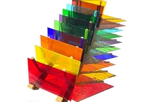 PALJOLLY 9 Pack Transparent Stained Glass Sheets, 4 x 6 inch Cathedral Glass Colored Glass Assorted Colors for Stained Glass Projects and Mosaics