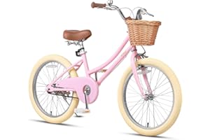 Petimini Girls Bike with Basket for 2-12 Years Old Kids, 12 14 16 18 20 Inch Bicycle with Bell Training Wheels Basket, Multiple Colors