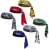 ONEYE 6 Pack Sport Head Ties Unisex Tie Headbands Tie Back Bandanas Workout Hair Band Athletic Sweatbands for Tennis Ninja Karate Running Basketball Yoga