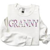 Regamor Embroidery Granny Sweatshirts For Women Gift Sweatshirt From Grandkids Granny Flower Grandma Gift Mothers Christmas