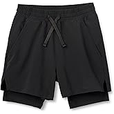 Amazon Essentials Boys' Active Performance Stretch Woven Athletic Training Shorts with Liner