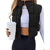 Fiona Jolin Women's Cropped Puffer Vest Winter Zip Up Stand Collar Lightweight Puffy Vest Padded Coat Outerwear