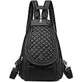 HUAZHIMAO Mini Backpack for Women, Small Backpacks women's Soft Washed PU Leather Backpacks Purse Ladies Travel Black Rucksack Handbags Bags with Multiple Zipper Pockets
