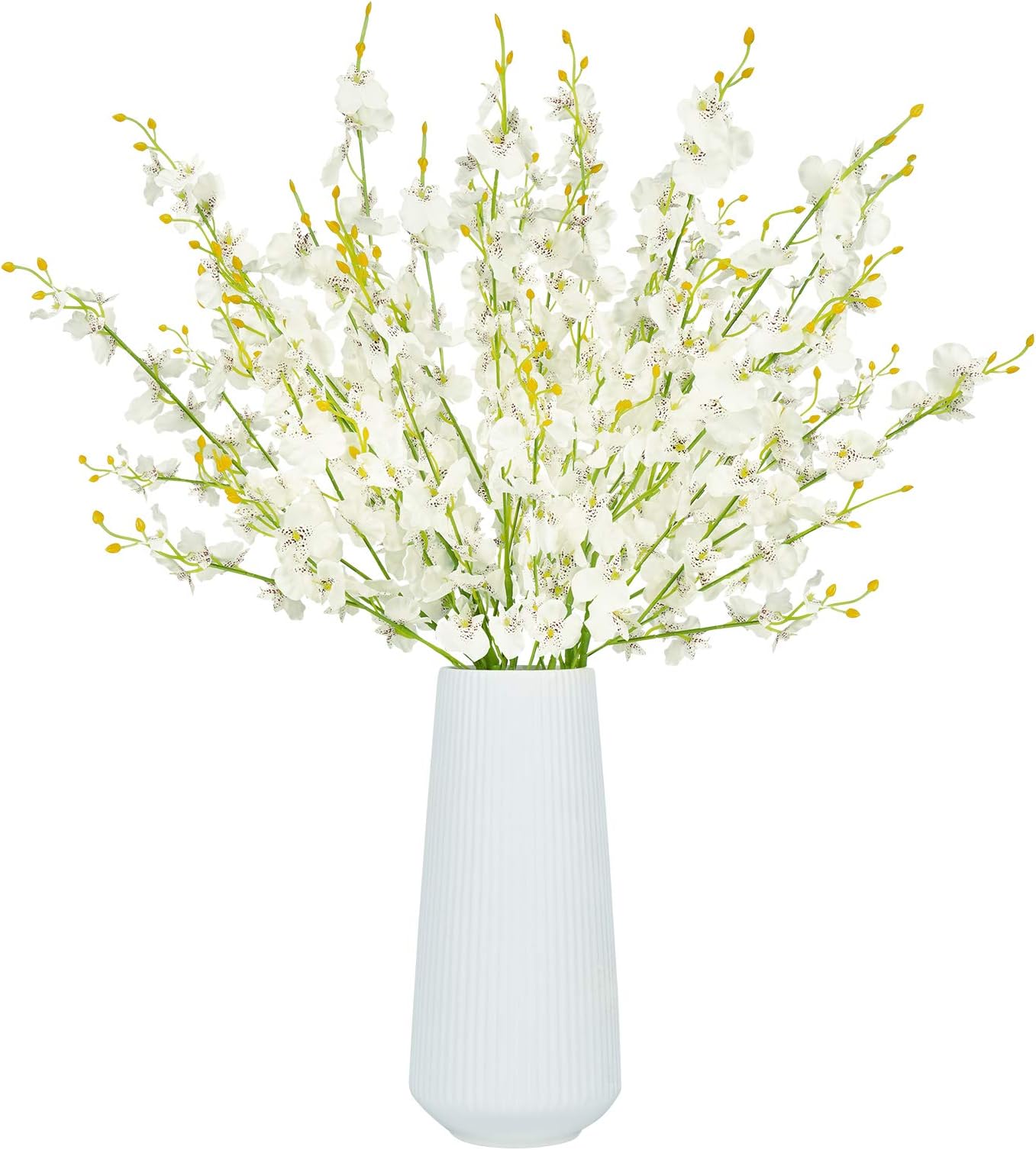 Sunm BoutiqueArtificial Orchids Flowers, Fake Orchids Flowers Phalaenopsis, Orchid Dancing Lady Orchid Fake Butterfly Flowers for Wedding Party Office Patio Yard Home Floral Decor, 35.4", Pack of 10