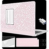 MEEgoodo Compatible with MacBook Pro 14 inch Case (M5/M4/M3/M2/M1) 2025 2024 2023 2021, Case Fit Model A3434/A3112/A3401/A3185/A2918/A2992/A2779/A2442 Pro/Max, Pink Composition Book