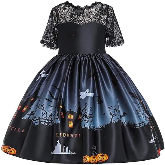 Amazon 子供ドレス ハロウィン 仮装 コスプレ 可愛い コスチューム ワンピース レース コスプレ衣装 ドレス ハロウィンパーティー お化け キッズ ハロウィン パーティードレス 女の子 6タイプ カボチャ 魔女 005 100cm キッズコスチューム 服 ファッション小物