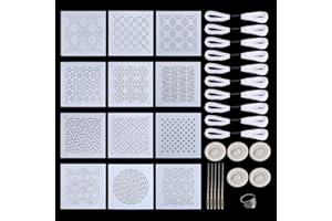 BENECREAT 38 Pcs Plastic Sashiko Stencil Kit with 12Pcs 5x5inch Reusable Templates for Embroidery, Quilting and Fabric Mendin