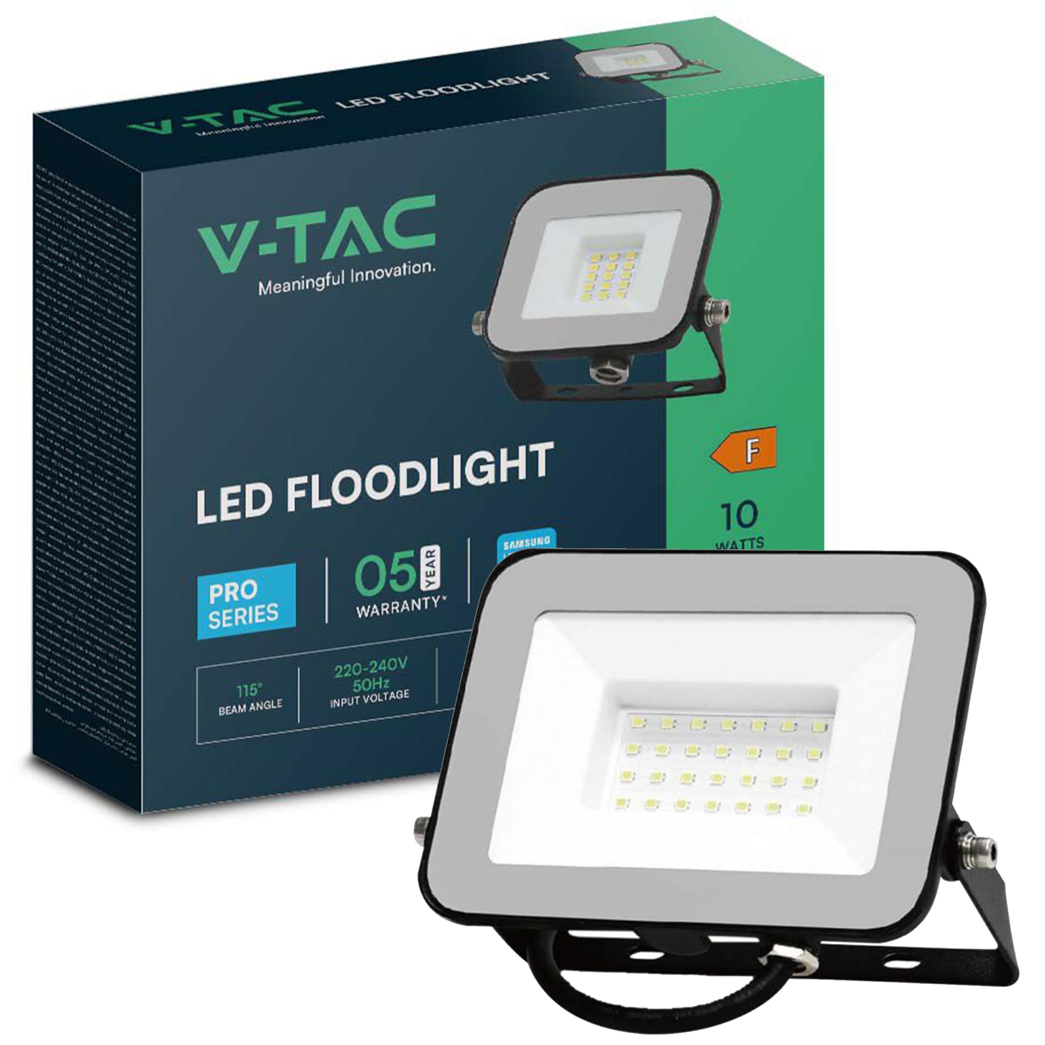 V-TAC VT-50 LED Spotlight with Samsung Chip, 6400 K, 4000 Lumen, IP65, 50 W, Plastic, W, Cool White, 50 W