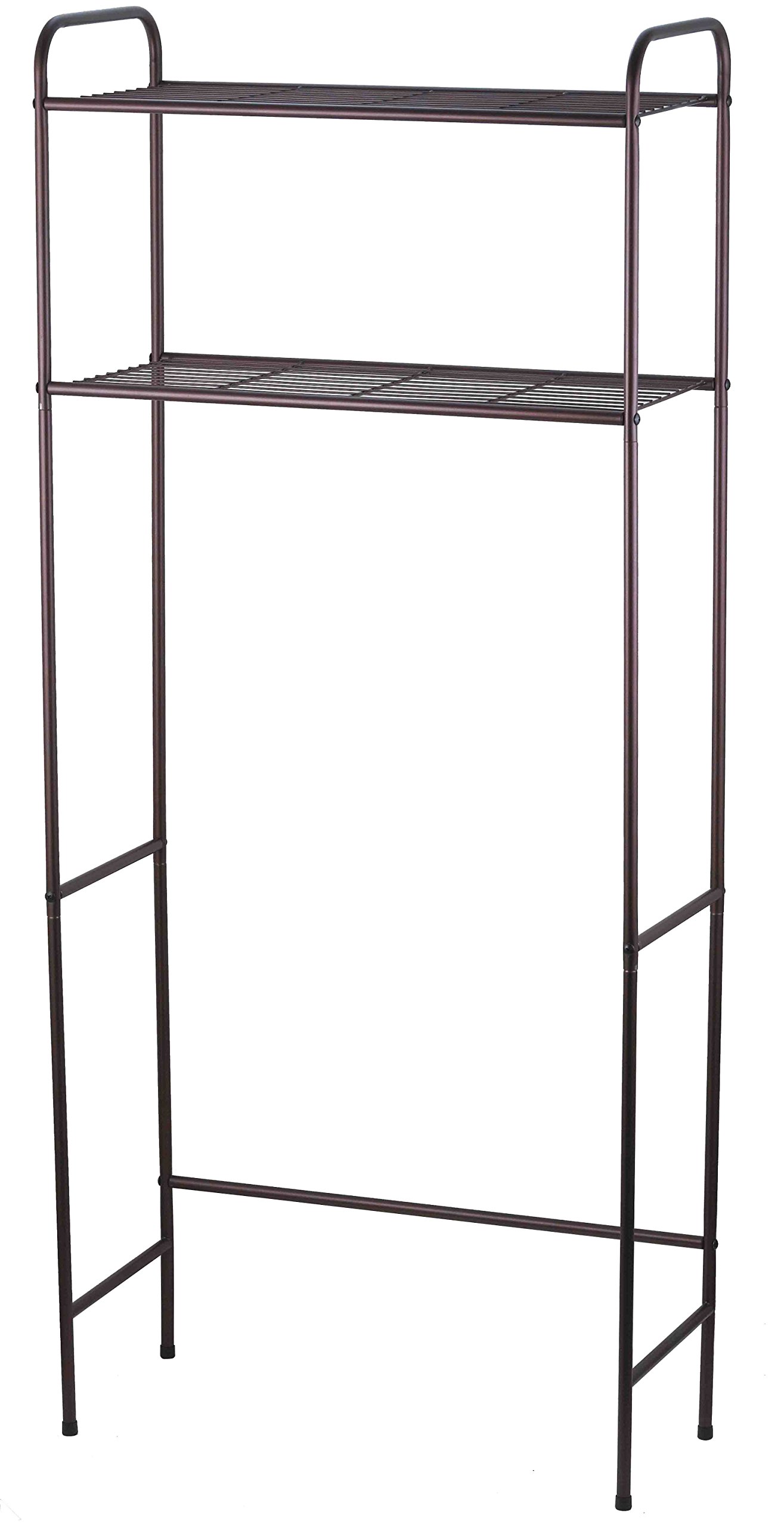 Home Basics 2 Tier Over The Toilet Bathroom Space Saver, Metal Bathroom Shelf Storage Unit, Anti-rust (Bronze)