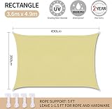 RICHIE Sun Shade Sail Rectangle 3.6m x 4.9m Water Resistant UV 98% Block view 2