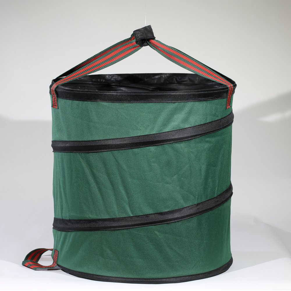 Mokylor 23 Gallon Garden Waste Bag, Camping Trash Garbage Can, Reusable Gardening Lawn and Leaf Container for The Trash Waste Laundry Compost Refuse, Dark Green