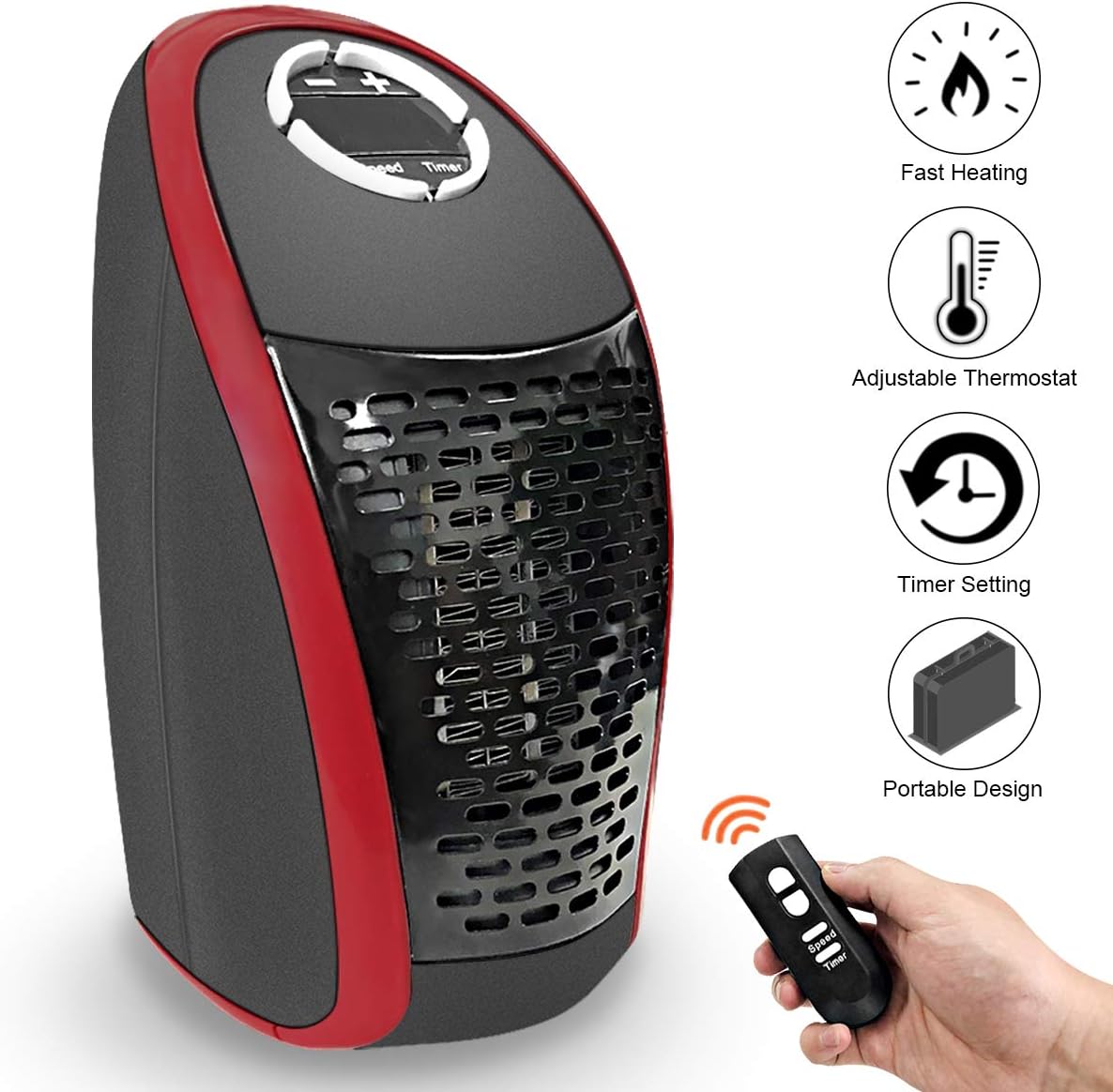 AMADE 400W Space Heater Ceramic Plugin Wall Heater Adjustable