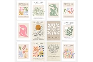 GIFTSFARM 12PCS Matisse Poster, Danish Pastel Room Decor, Minimalist Wall art, Matisse Wall Art, Wall Art for Living room and Bedroom, Office Decor, Pastel Room Decor (8x10 in, Unframed)