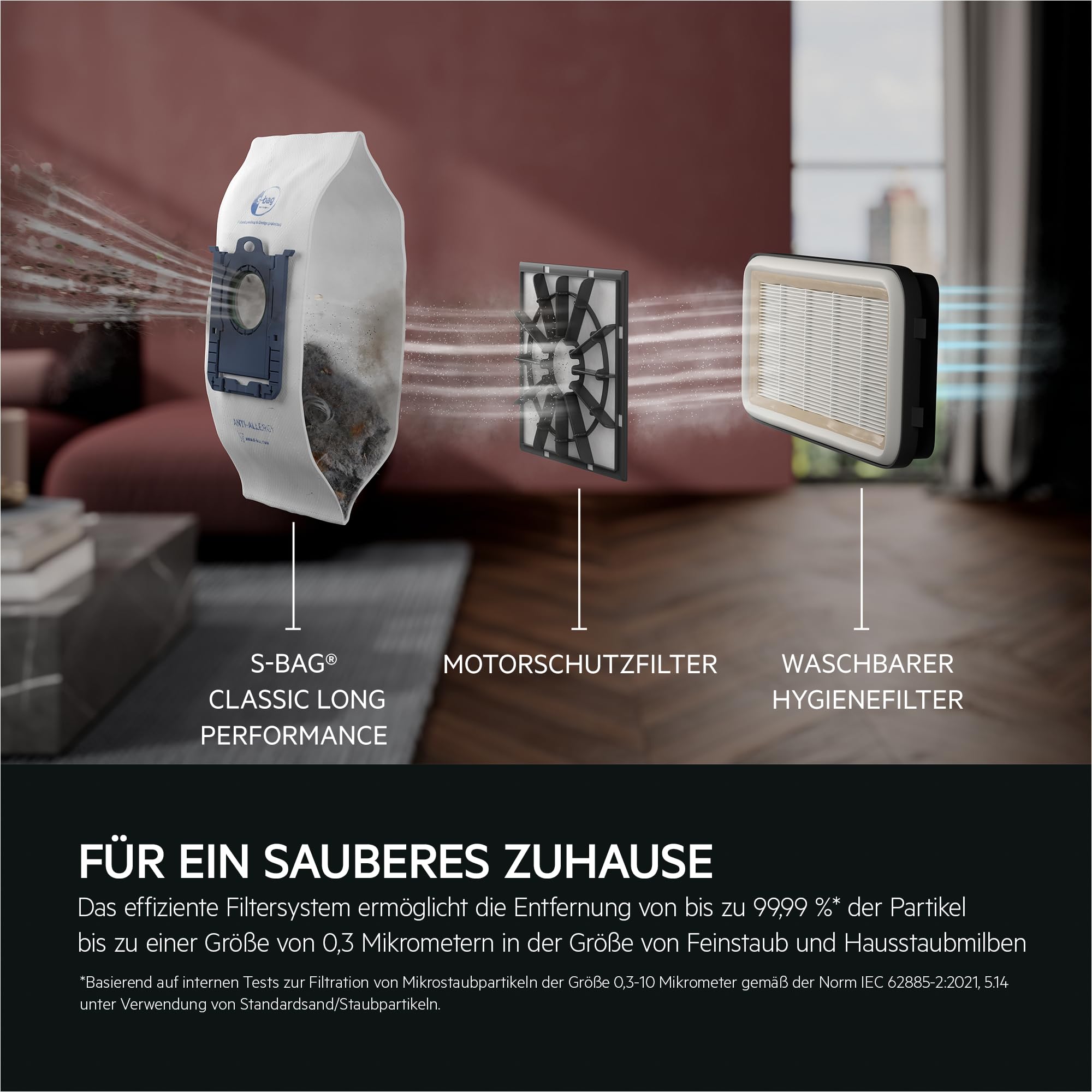 AEG CLEAN 5000 Staubsauger mit Beutel, Hohe Saugleistung, 37 % Recyclingkunststoff, AllFloor Bodendüse mit Klicksystem, 2in1 Multifunktionsdüse, 8,5m Aktionsradius, Waschbarer Hygiene-Filter, AB51C1SW 4