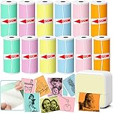 Mini Thermal Printer Sticker Paper, 12 Rolls Colored Thermal Sticker Paper Kids Instant Camera Refill Print Paper, Atnadov HD Thermal Paper for Most Kids Instant Camera (Colored -12 Rolls）