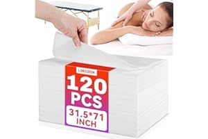 LINSIRON Disposable Bed Sheets 120 Pcs 31.5"x71" Massage Table Sheets Exam Table Cover Non Woven Fabric Single-Use Equipment Treatment Cover for Spa, Tattoo, Waxing, Lash, Hotels (White)