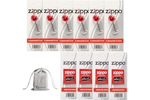 Zippo Lighter Replacement 6 Flint Dispensers (36 Flints) & 4 Wicks 10 Value Pack Bundle with KKBestPack Pouch
