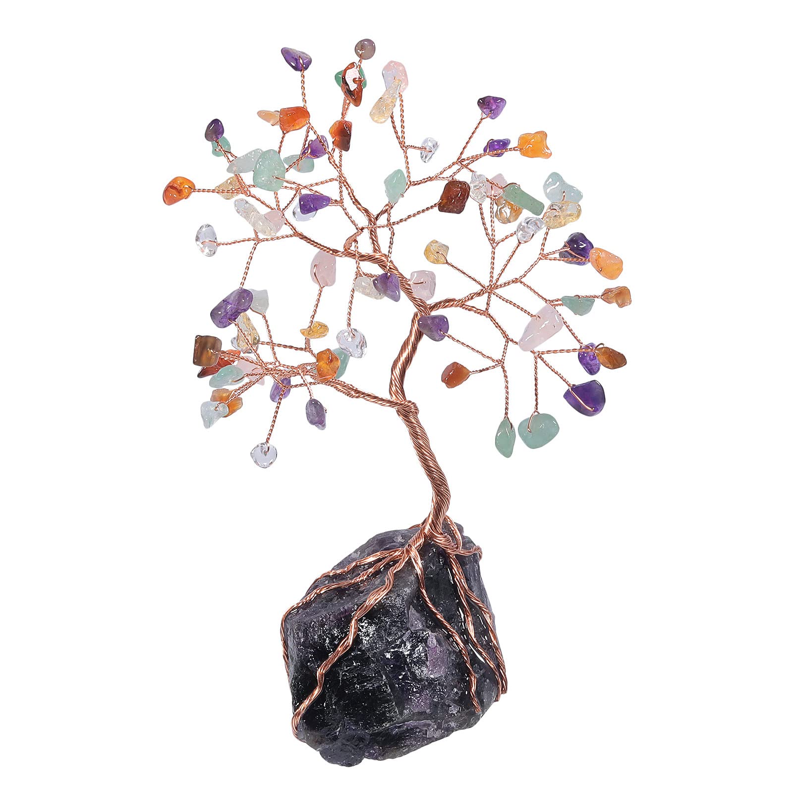 mookaitedecor Chakra Crystal Money Tree with Amethyst Raw Stone Base Good Luck Crystal Gifts, Reiki Healing Crystal Bonsai Tree Chakra Tree of Life Feng Shui Ornaments for Home Office Decor