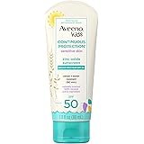 Aveeno Kids Continuous Protection Zinc Oxide Mineral Sunscreen Lotion for Children's Sensitive Skin with Broad Spectrum SPF 5