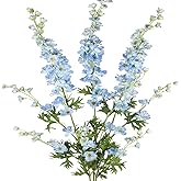 CITYES 3 Pcs Delphinium Artificial Flowers Bulk 35" Long Stem Silk Larkspur Flowers Blue Artificial Snapdragon Flower Stems Faux Bouquets for Tall Vase Floral Arrangements Home Outdoor Wedding Decor