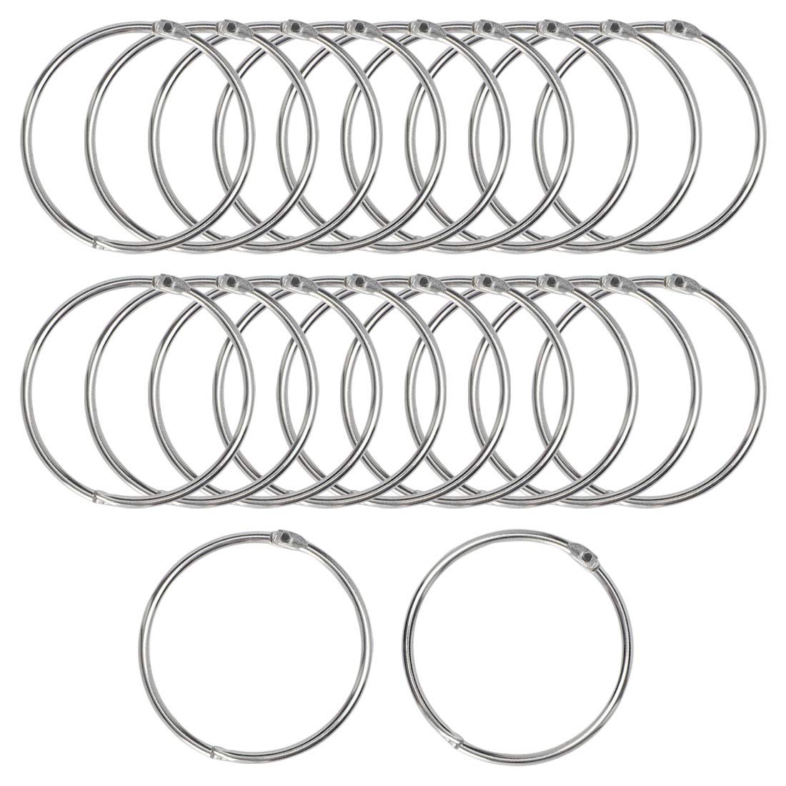 Uxcell 20 Pack Metal Curtain 3 Inch Snap Joint Drape Ring Loops for Bathroom Curtain Rods Plating Finish, Silver Tone