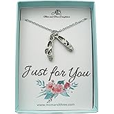 MOM & THREE DAUGHTERS Ballet Slippers Necklace in Antique Silver Pewter | 14" Cable Chain with 2" Extender | Dance Gift for Girls | Pointe Charm | Gift for Dancer | Ballet Necklace Jewelry