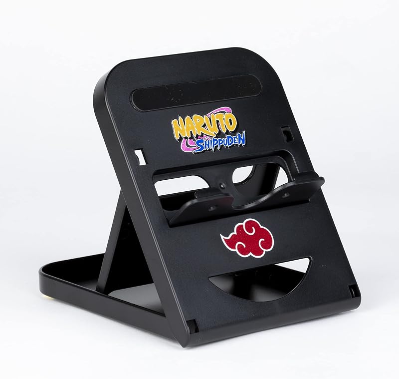 Naruto Shippuden Soporte para Nintendo Switch, Switch 2, Smartphones y tabletas - Posición Ajustable - Diseño Akatsuki - Negro y Rojo