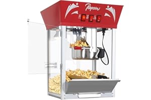 Nyddle Popcorn Maker Machine,12 Ounce Kettle Stainless Steel Commercial Popcorn Machine with Tempered Glass,Warming Deck, 900