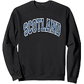 Scotland Arched Style Text Blue Plaid Pattern Sweatshirt