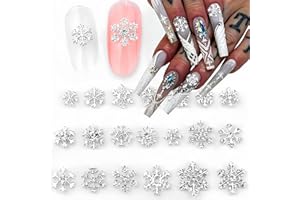 BYJKYEN 20Pcs Snowflake Nail Charms Christmas Nail Charms for Acrylic Nails, 3D Silve Crystals Diamonds Nail Rhinestones Xmas Snowflake Nail Gems Nail Jewelry for Women Girls New Year Nail Decoration (Silve)