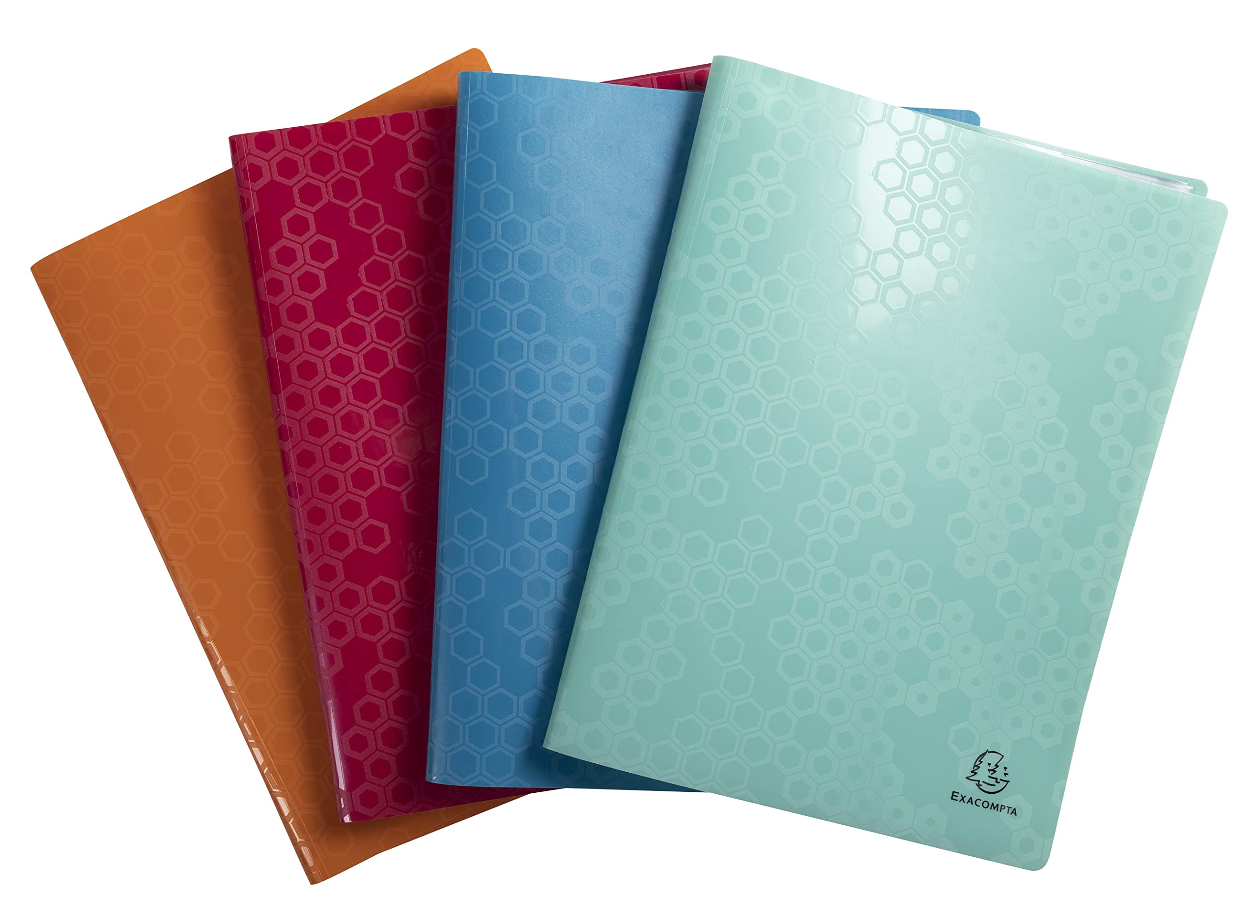 Exacompta - Ref. 88750E - Pack of 4 Maïa document protectors - 50 smooth crystal pockets - 100 views - for A4 - size 24 x 32 cm - semi-rigid recycled polypro cover - 4 assorted colors