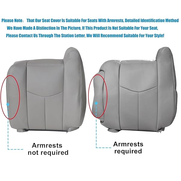 GXARTS DRIVER AND PASSENGER SIDE BOTTOM REPLACEMENT SEAT COVER AND TOP LEAN BACK SEAT COVER LIGHT GRAY 922 OR 92I FIT FOR CHEVY GMC TAHOE SUBURBAN AVALANCHE YUKON SILVERADO SIERRA 2003 2004 2005 2006