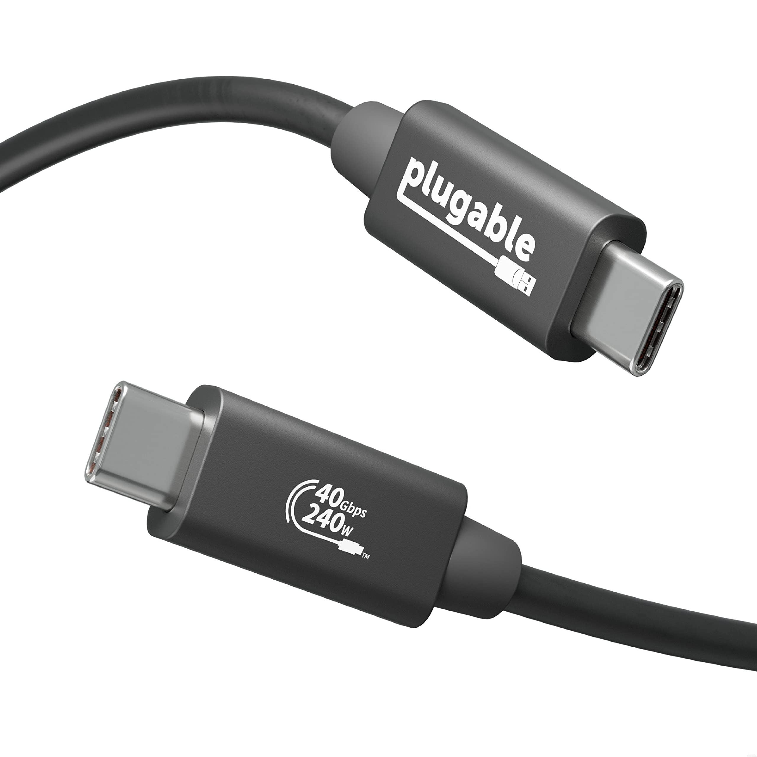 Plugable USB4 Cable with 240W Charging, 3.3 Feet (1M), USB-IF Certified, 1x 8K Display, 40 Gbps, Compatible with USB 4, Thunderbolt 4, Thunderbolt 3, Driverless