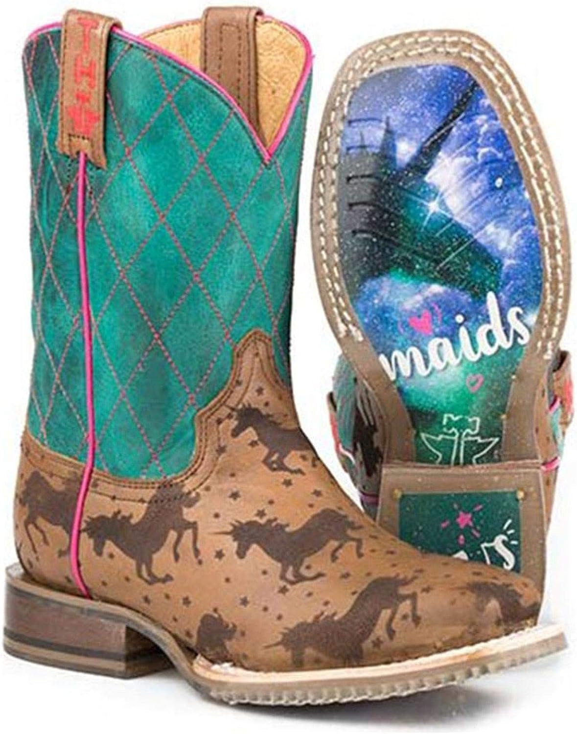 Tin Haul Girls' Magic Unicorns Western Boot Square Toe Boots