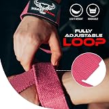 BEAST RAGE Weight Lifting Straps Cotton Padded Gel Grips Pink view 3