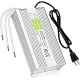 LED Driver 300 Watts waterproof IP67 Power Supply Transformer Adapter 100V-260V AC to 12V DC Low Voltage Output with 3-Prong 