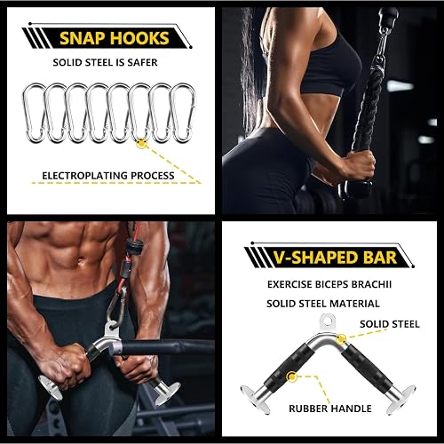 Home Gym Cable Attachment Set With Multiple Handles Dynasquare Cable ...