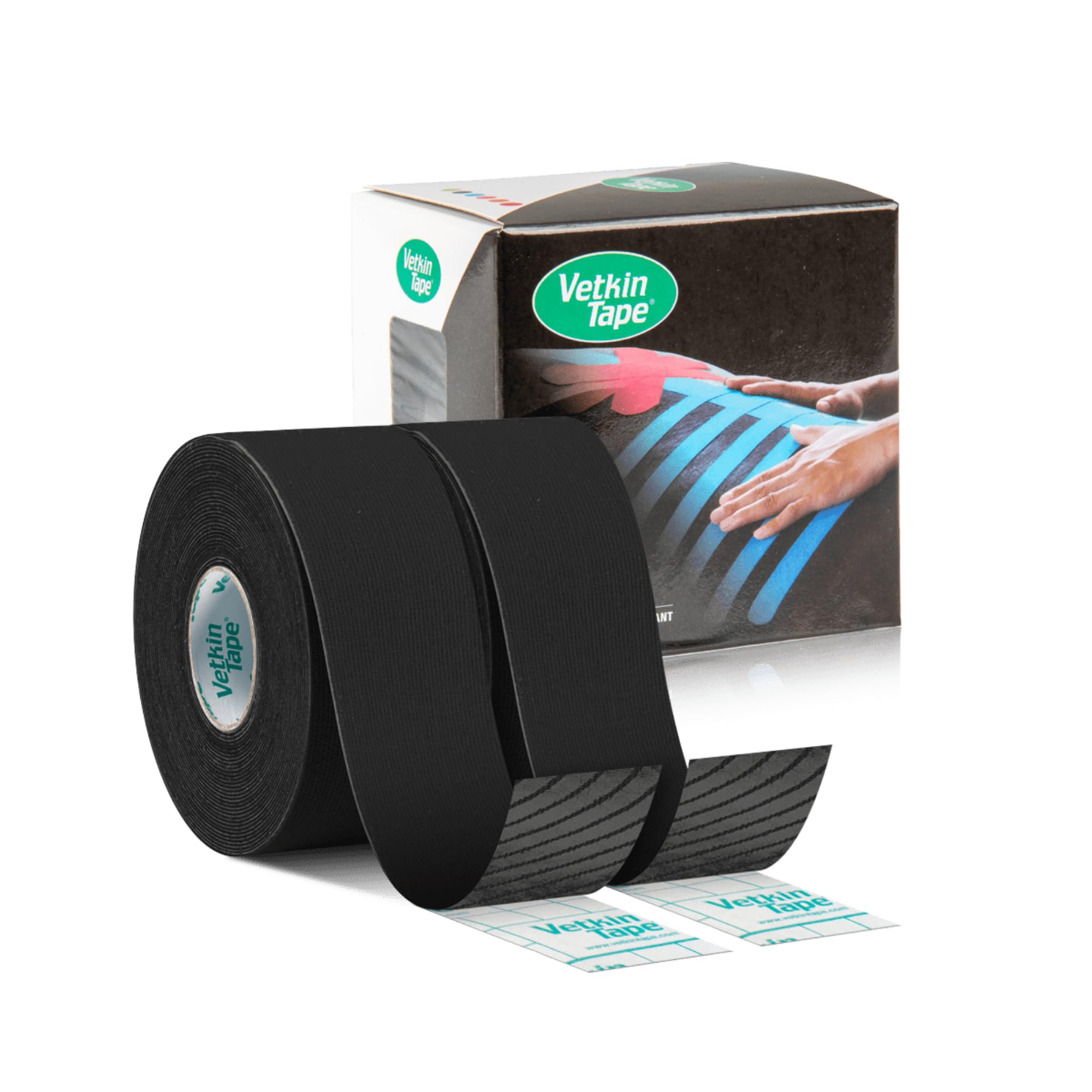 VetkinTape® Veterinary Kinesiology Tape Black | kinesiology Tape For Horses & Dogs | Equine & Canine Kinesiotape | Latex Free and TÜV Quality Mark Certified Ktape | 3cm-5m | Pack of 2 Rolls