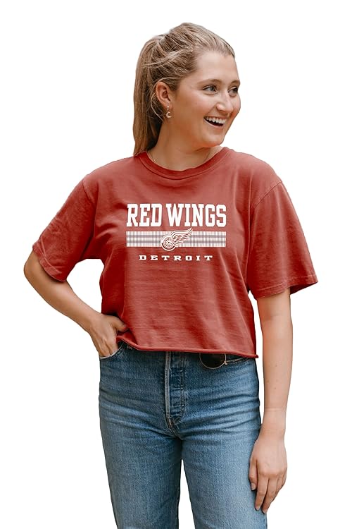 Blue 84 Women's Standard NHL Officially Licensed Crop Top T-Shirt Ringspun Team Color