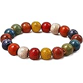 MINACHI Boho Hippie Colorful Ceramic Beads Strand Stretch Bracelet, Bohemian Summer Beach Jewelry Gift for Women