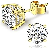 NEOSHOW 18K White Gold Plated Round Cubic Zirconia Simulated Diamond Stud Earrings Solid Sterling Silver Post Sparkly CZ Studs Earrings for Women Men