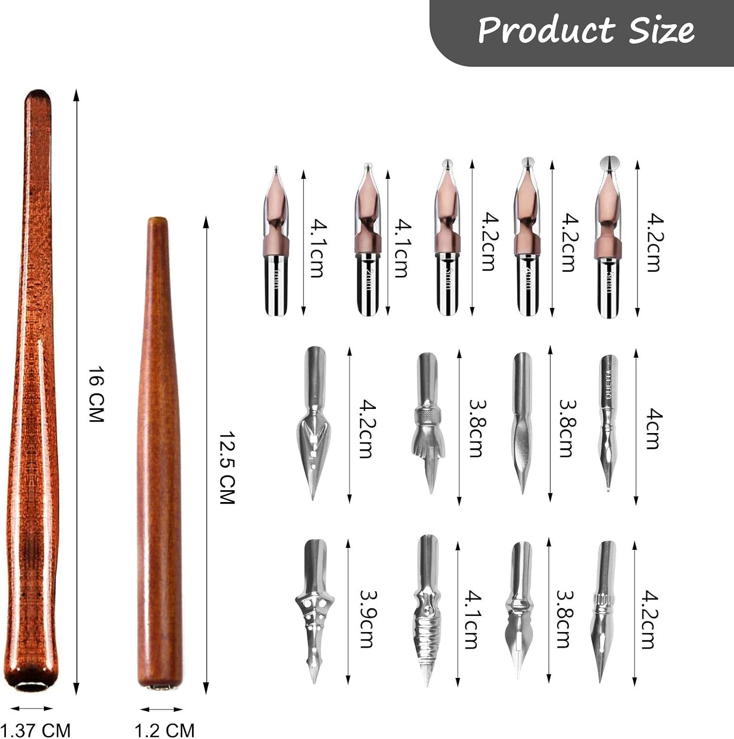 Comic Dip Pen, Calligraphy Dip Pen Including 2 Pen Holders and 13 Nibs, Dip Pens for Artists, Ideal for Painting Animation Calligraphy Lettering Sketch Cartoonists(Burning Wood Color) - Image 3
