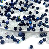 Chuxin 300pcs Round Glass Beads, 6mm Assorted Crystal Beads for Jewelry Making, Black and White Cute Spacer Bead for Bracelets Necklaces DIY Craft
