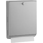 Bobrick B-2620 Surface Mounted Paper Towel Dispenser - Stainless Steel Commercial Bathroom Towel Dispenser with Knob-Latch 400 C-Fold or 525 Multifold Capacity