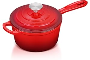 Enameled Cast Iron Sauce Pan with Lid, Leonyo 1 Quart Saucepan with Lid, Small Cast Iron Pot Dutch Oven Kitchen Cookware for 