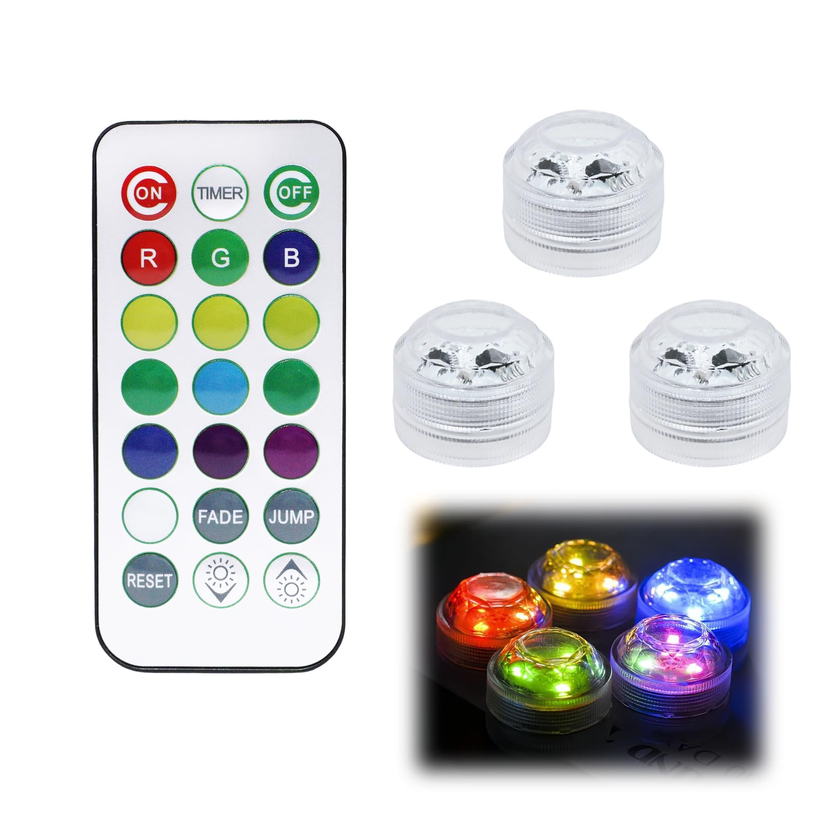 SMCEHEYA 3 Pcs Mini Submersible LED Lights with 1 Remote Control Waterproof LED Lights for Pond Vase Fishtank Garden Aquariu Halloween Party Christmas Underwater Hot Tub Lights