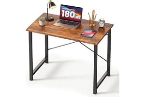 DUMOS 32 Inch Small Computer Desk for Home Office, Modern Study Writing Gaming Work Table Simple Style for Bedroom with X-Shaped ReInchforcement, Rustic Brown